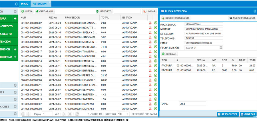 Ingresar nueva retención